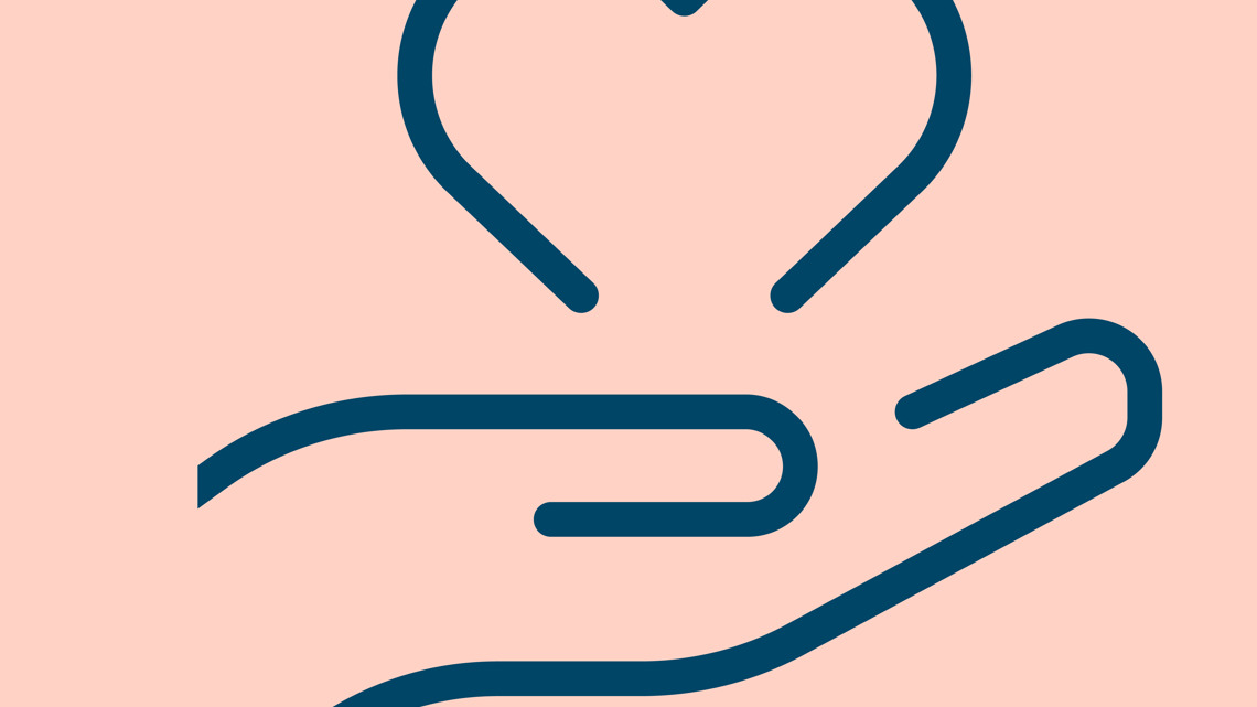 ikon af hånd med et hjerte