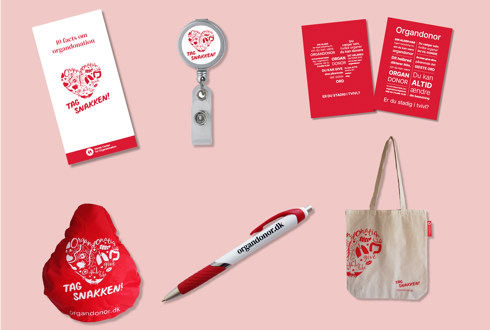 Forskellige materialer til Organdonationsdagen 